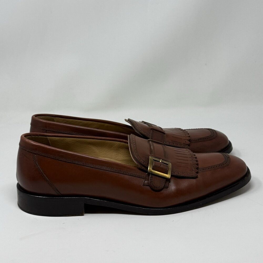 Bostonian Crown Windsor Loafers Mens 13 M Brown Leather Fringe Kiltie Buckle